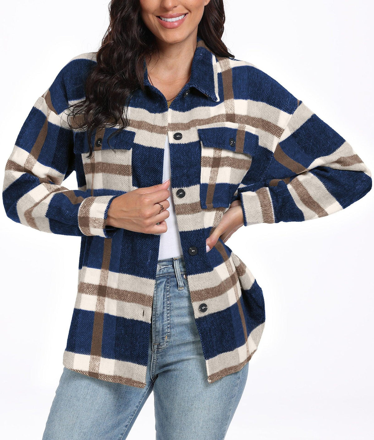 Women's Long Sleeve Striped Plaid Long Sleeve - Nioor