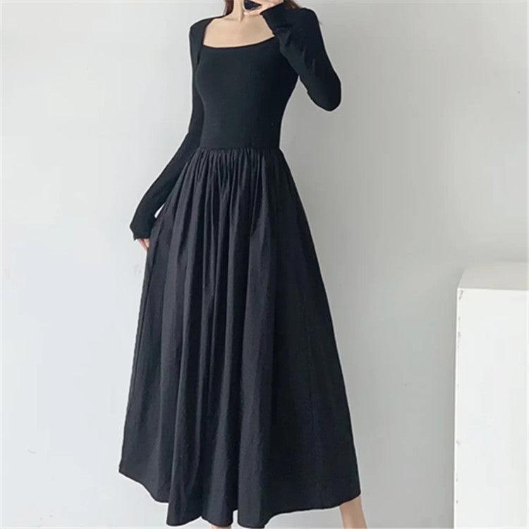 Women's Long-sleeved Dress Waist-controlled Large Hem - Nioor