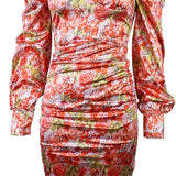 Women's Long-sleeved Printed Dress - Nioor