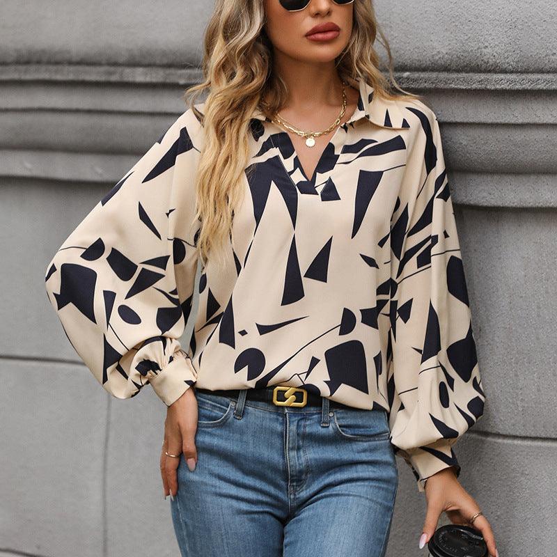 Women's Long-sleeved Printed Shirt - Nioor