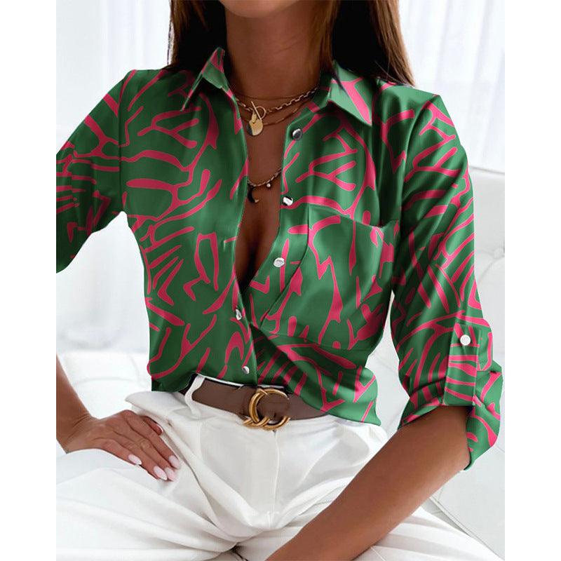 Women's Long-sleeved Shirt Print - Nioor