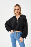 Women's Loose Casual Half Zipper Sweatshirt - Nioor