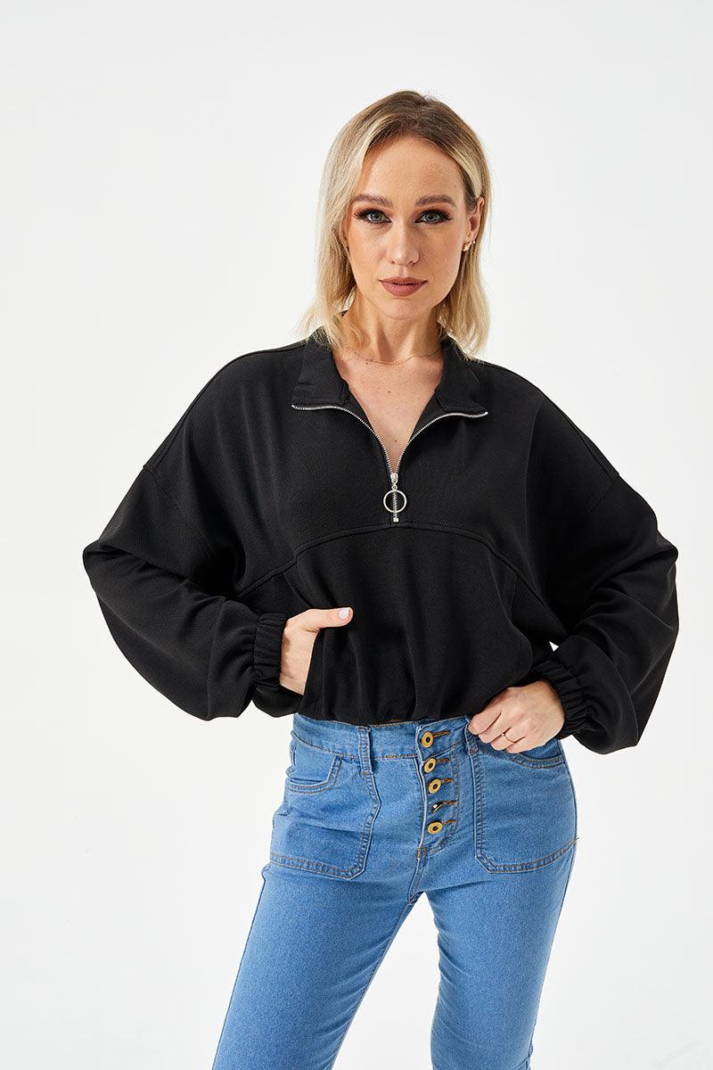 Women's Loose Casual Half Zipper Sweatshirt - Nioor