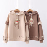 Women's Loose Casual Plush Hooded Sweater - Nioor