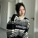 Women's Loose Japanese Style Retro Striped Sweater - Nioor