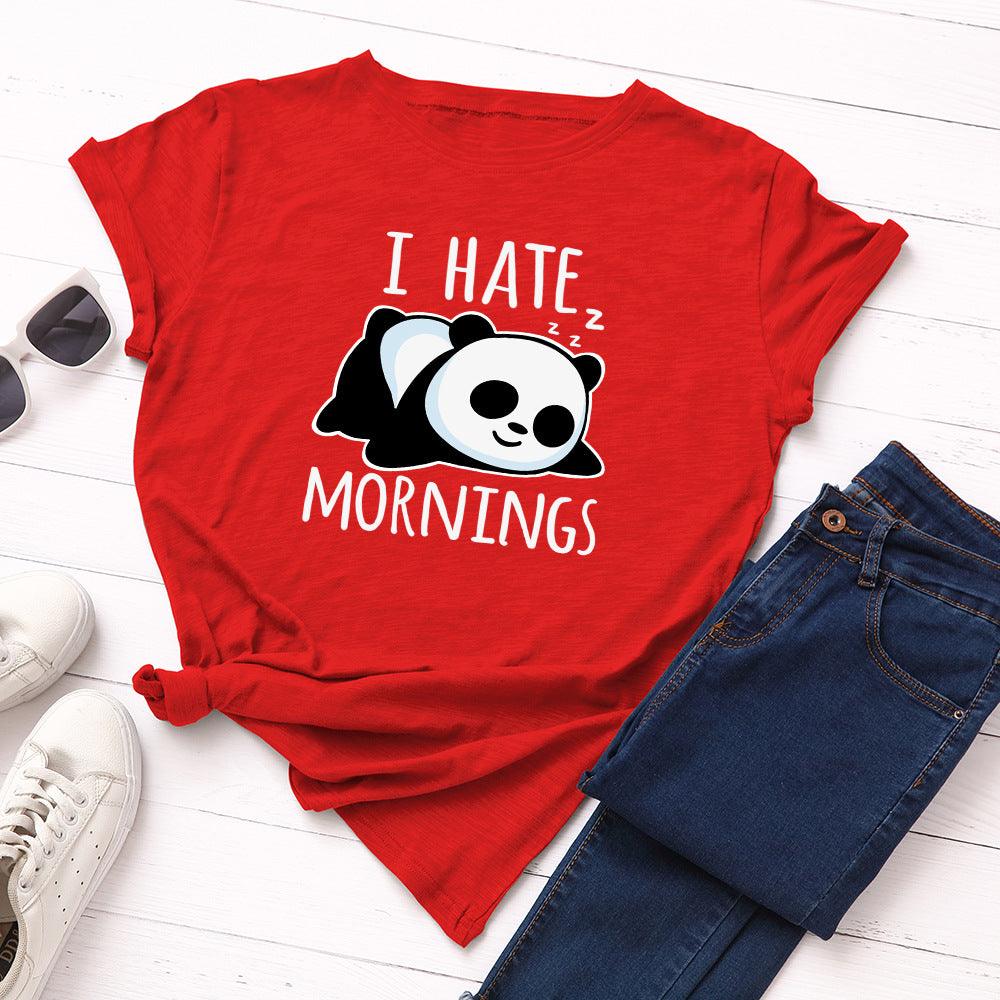 Women's Loose Round Neck Short Sleeve T-shirt Female Spoof Panda - Nioor