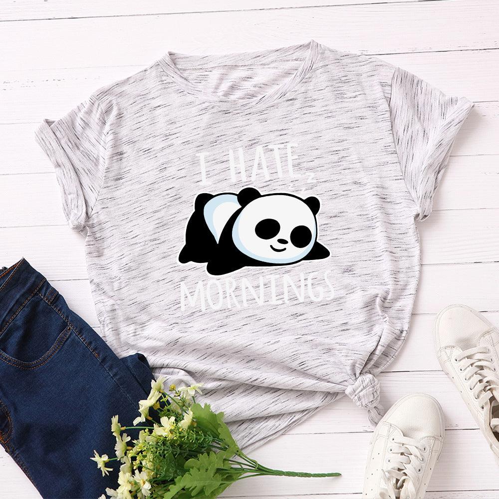 Women's Loose Round Neck Short Sleeve T-shirt Female Spoof Panda - Nioor