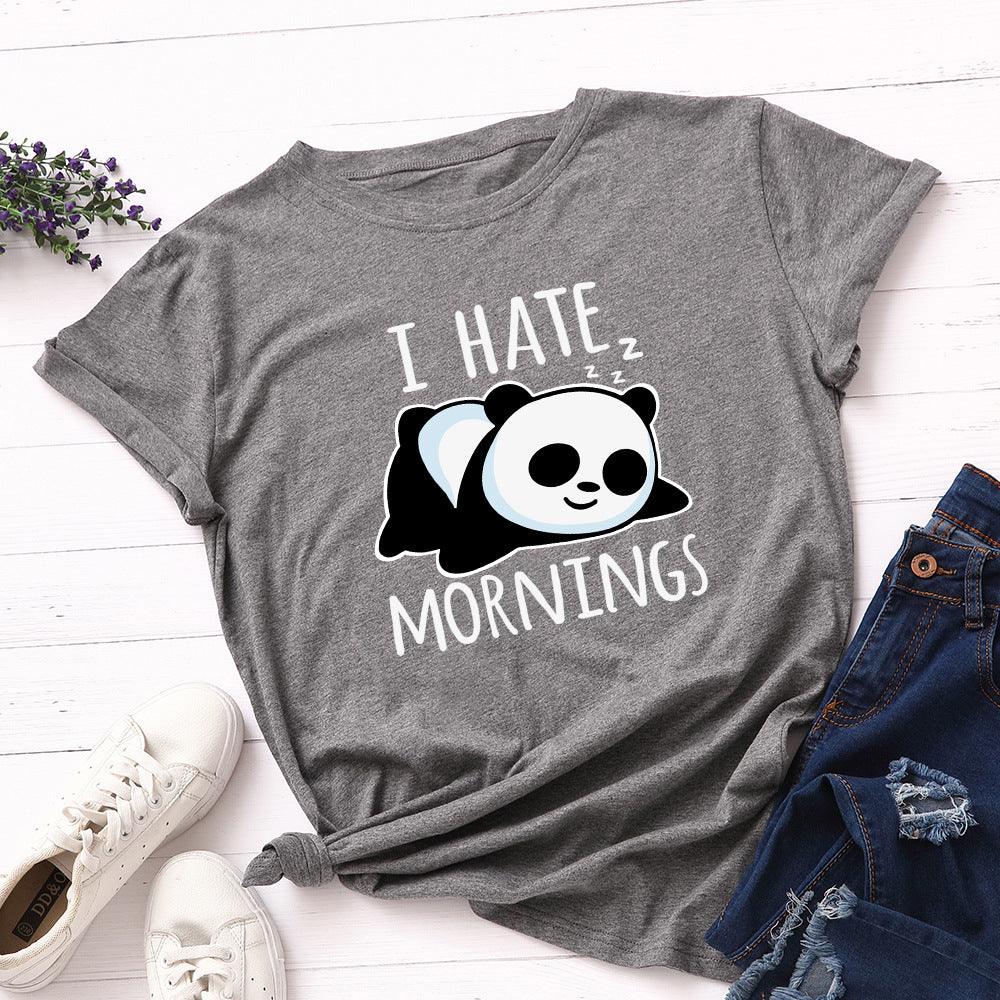 Women's Loose Round Neck Short Sleeve T-shirt Female Spoof Panda - Nioor