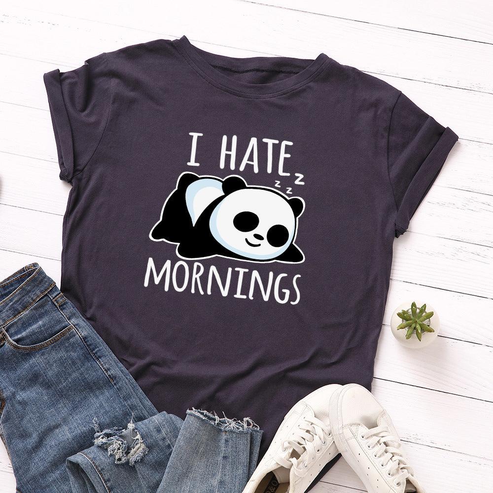 Women's Loose Round Neck Short Sleeve T-shirt Female Spoof Panda - Nioor