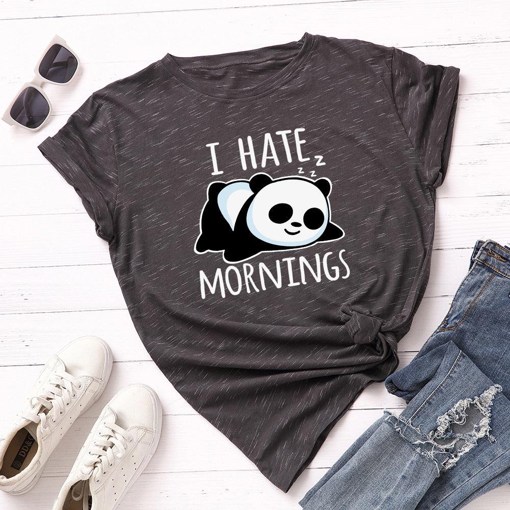 Women's Loose Round Neck Short Sleeve T-shirt Female Spoof Panda - Nioor