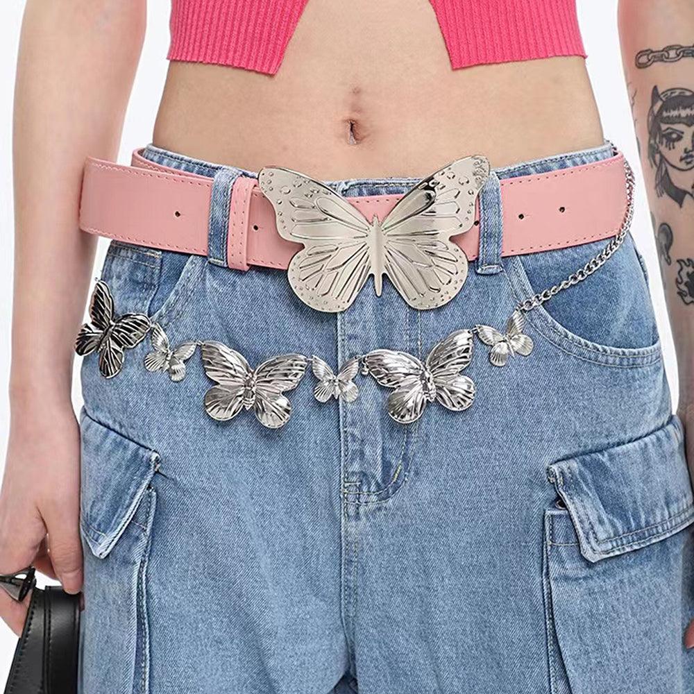 Women's Metal Large Butterfly Belt Simple Vintage Belt Sweet Trend Accessory - Nioor