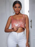 Women's Metal Sequins Chain Strap Tube Top - Nioor