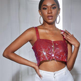 Women's Metal Sequins Chain Strap Tube Top - Nioor