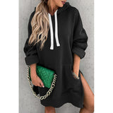 Women's Mid-length Solid Color Hooded Sweater - Nioor