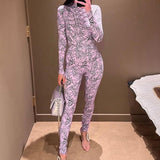 Women's New Fashion Stand-up Collar Slim Fit Tight Jumpsuit - Nioor