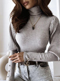 Women's New Pile High Collar Pullover With Bottom Sweater - Nioor