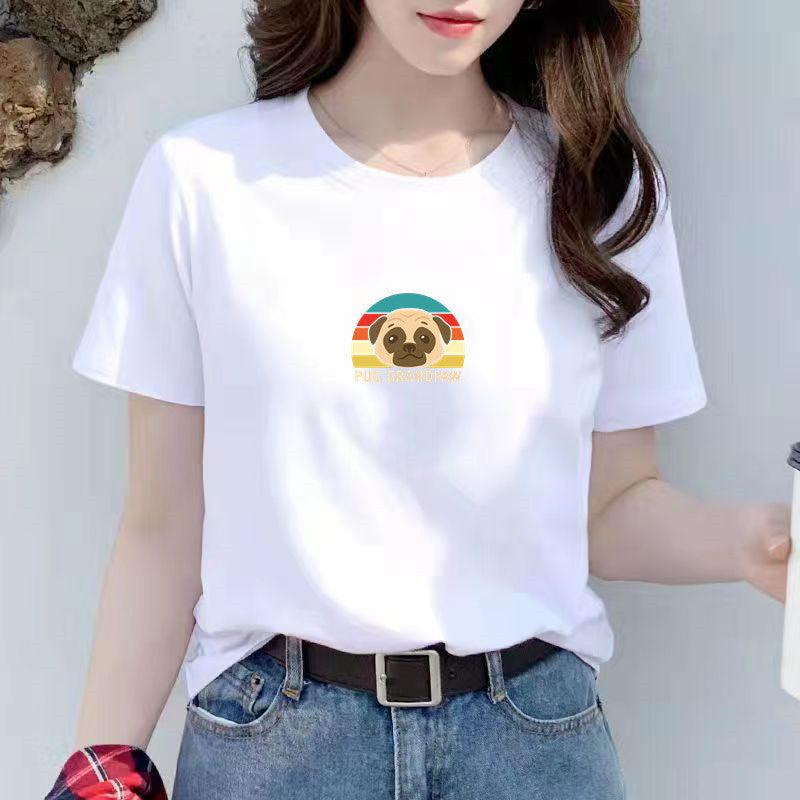 Women's New White Trend Women's Short Sleeved T-shirt Loose Fitting - Nioor