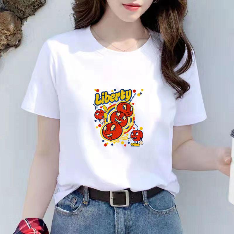 Women's New White Trend Women's Short Sleeved T-shirt Loose Fitting - Nioor