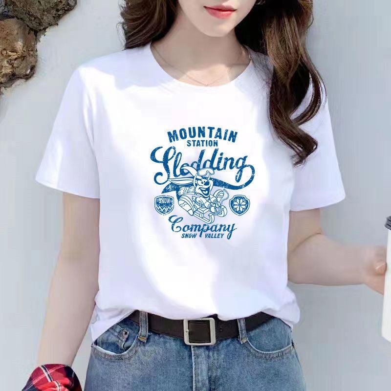 Women's New White Trend Women's Short Sleeved T-shirt Loose Fitting - Nioor