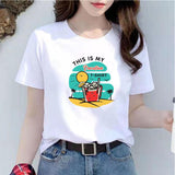 Women's New White Trend Women's Short Sleeved T-shirt Loose Fitting - Nioor