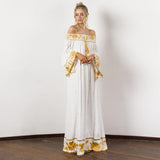 Women's Off-shoulder Flower Embroidered Vintage Dress - Nioor