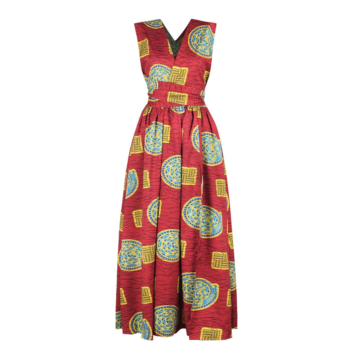 Women's Printed DIY Wear More Than Tied Dress - Nioor