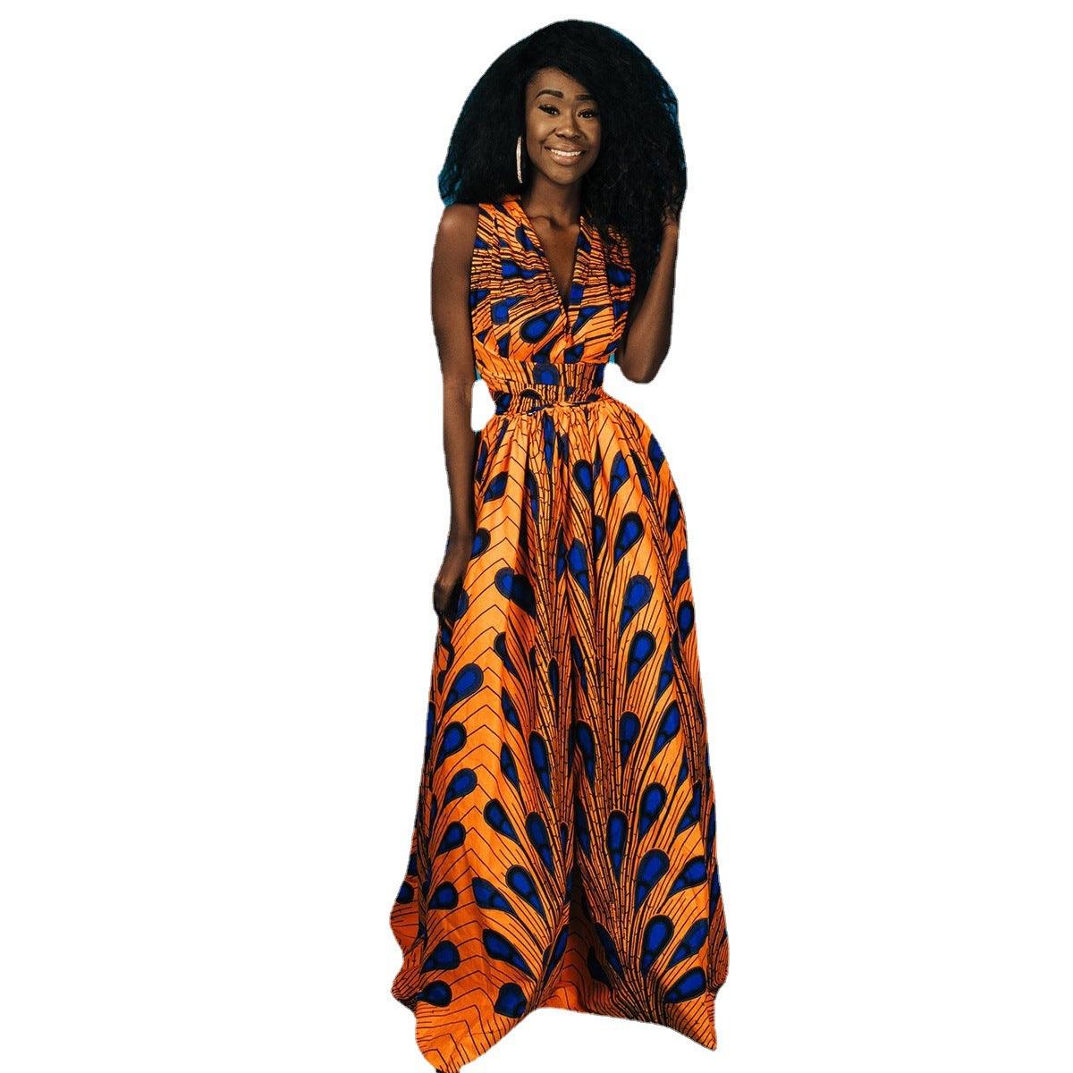 Women's Printed DIY Wear More Than Tied Dress - Nioor