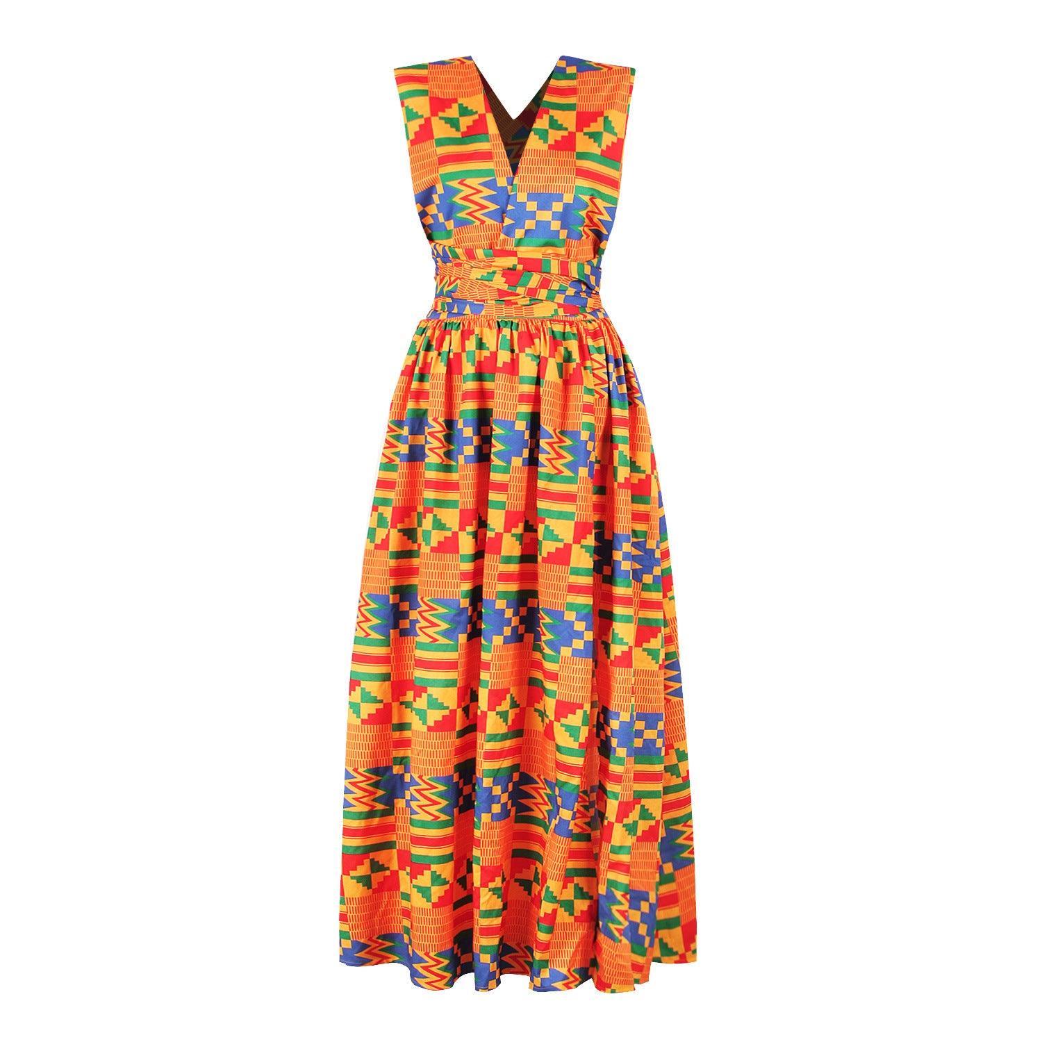 Women's Printed DIY Wear More Than Tied Dress - Nioor