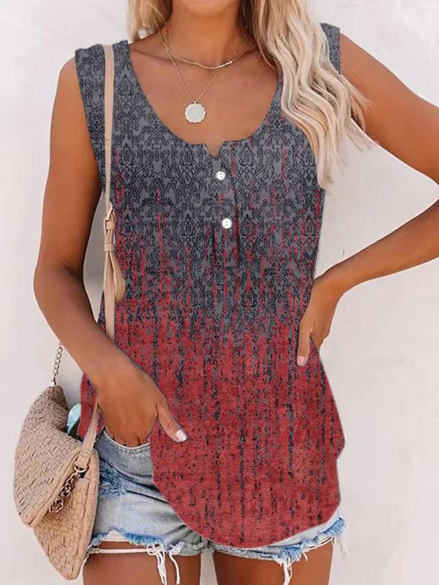 Women's Printed Loose Casual Vest - Nioor