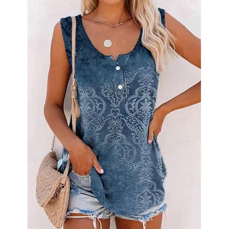 Women's Printed Loose Casual Vest - Nioor