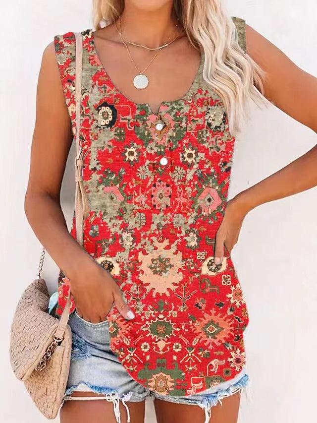 Women's Printed Loose Casual Vest - Nioor