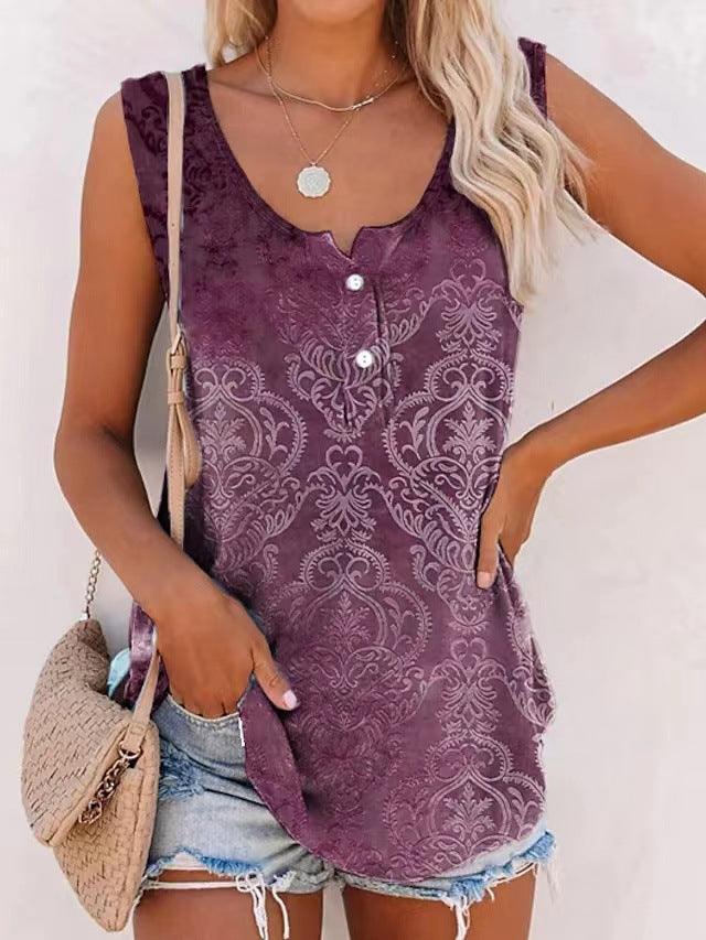 Women's Printed Loose Casual Vest - Nioor