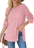 Women's Pullover Side Slit Sweater - Nioor