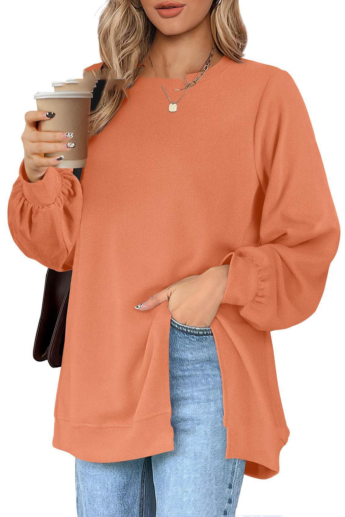 Women's Pullover Side Slit Sweater - Nioor