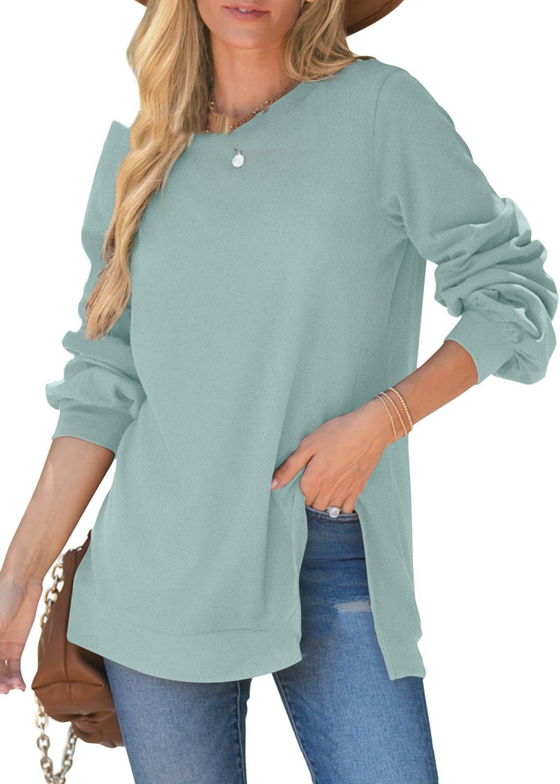 Women's Pullover Side Slit Sweater - Nioor