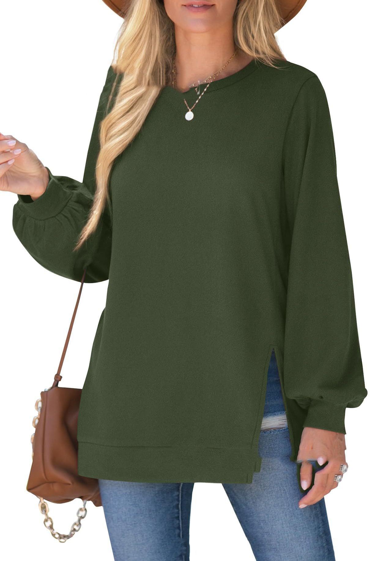 Women's Pullover Side Slit Sweater - Nioor