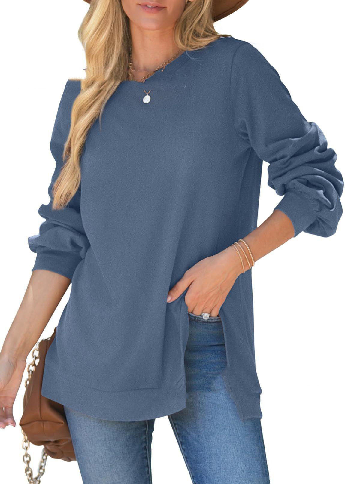 Women's Pullover Side Slit Sweater - Nioor