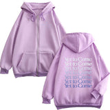 Women's Purple Zip Sweater Hoodie - Nioor