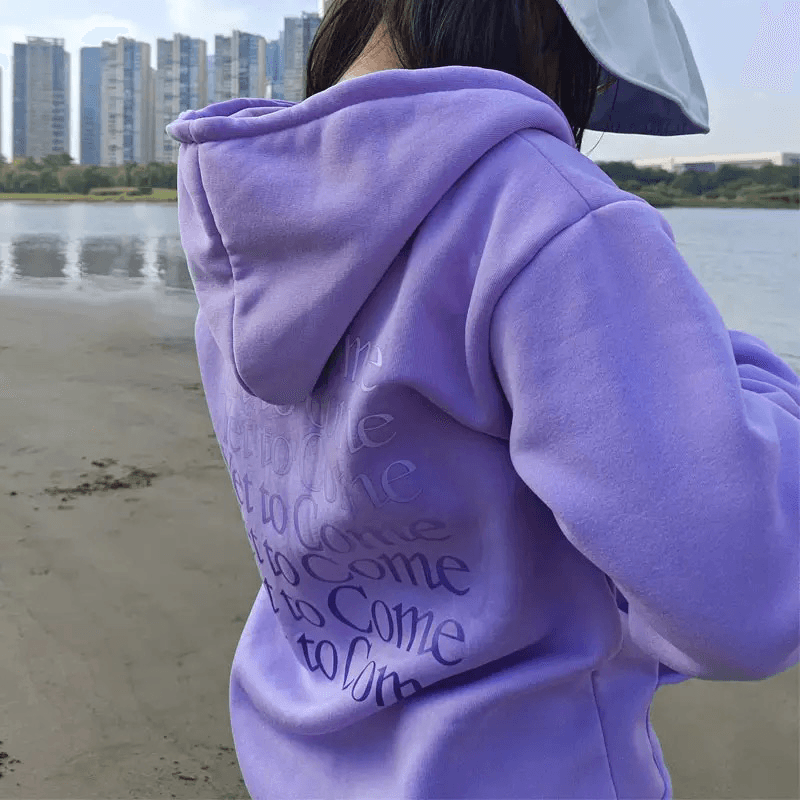 Women's Purple Zip Sweater Hoodie - Nioor