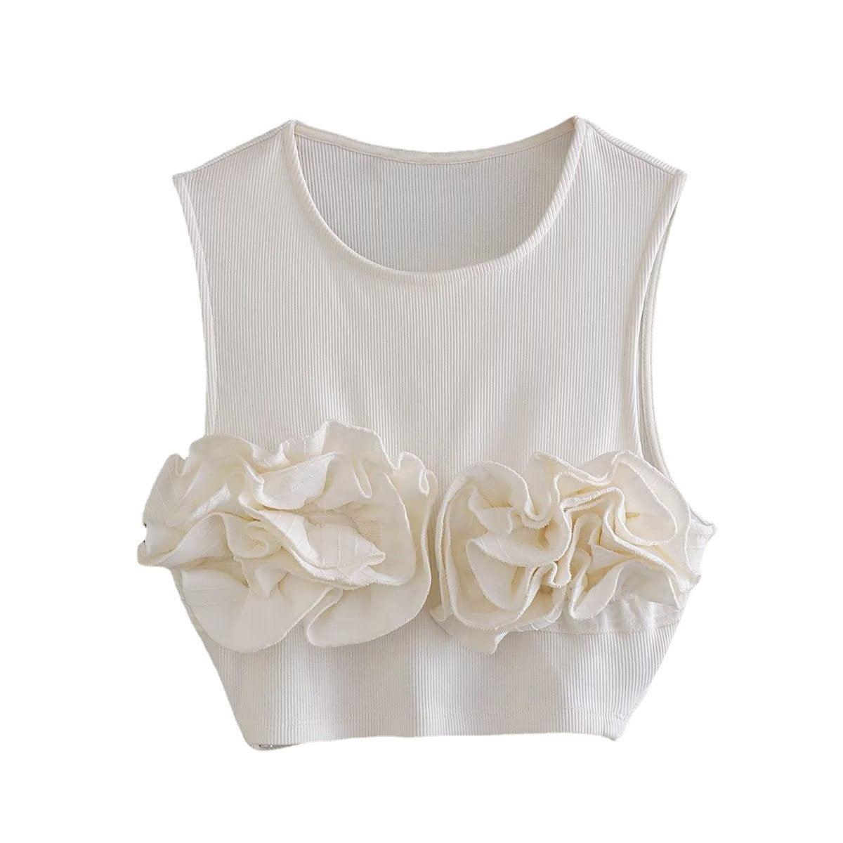 Women's Rib Stitching Flower Vest - Nioor