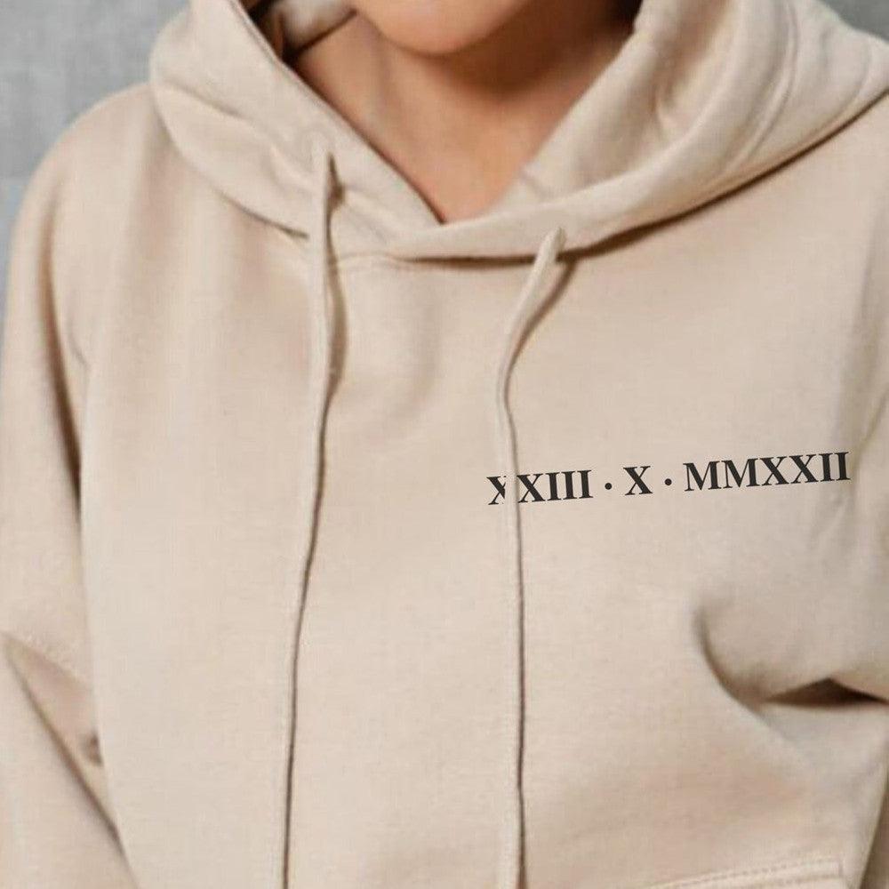 Women's Roman Numeral Printed Hoodie - Nioor