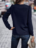 Women's Round Neck Bubble Long Sleeve Top - Nioor