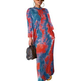 Women's Round-neck Long Printed Dress - Nioor