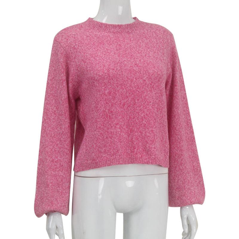 Women's Round Neck Long Sleeve Tied Sweater - Nioor