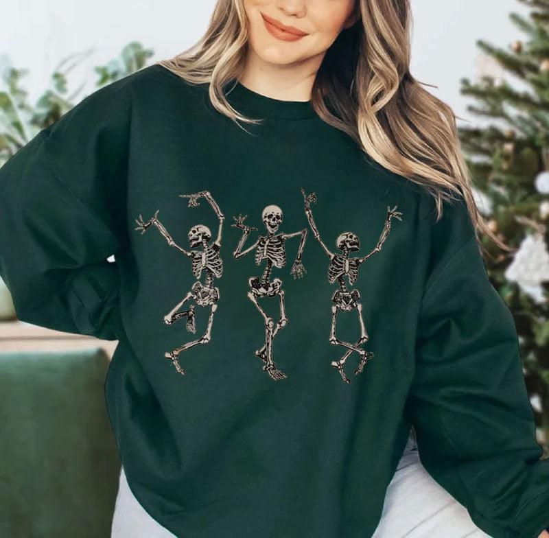 Women's Round Neck Long Sleeved Sweater Halloween - Nioor