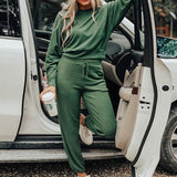 Women's Round Neck T-shirt Pants Suit - Nioor