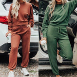 Women's Round Neck T-shirt Pants Suit - Nioor