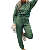 Women's Round Neck T-shirt Pants Suit - Nioor