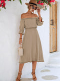 Women's Ruffled Off-shoulder Casual Dress - Nioor