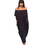 Women's Ruffled Off-shoulder Long Sleeve Dress - Nioor